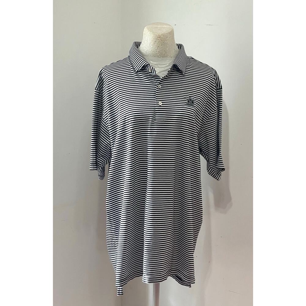 Peter Millar navy and white striped polo shirt sz‎ XL golf resort wear athletic